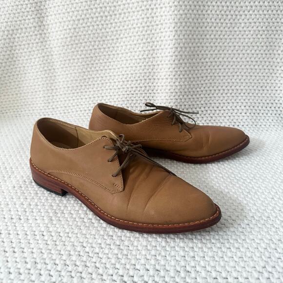 Nisolo James Almond Toe Oxford Menswear Lace Up Shoes Tan  display picture 1